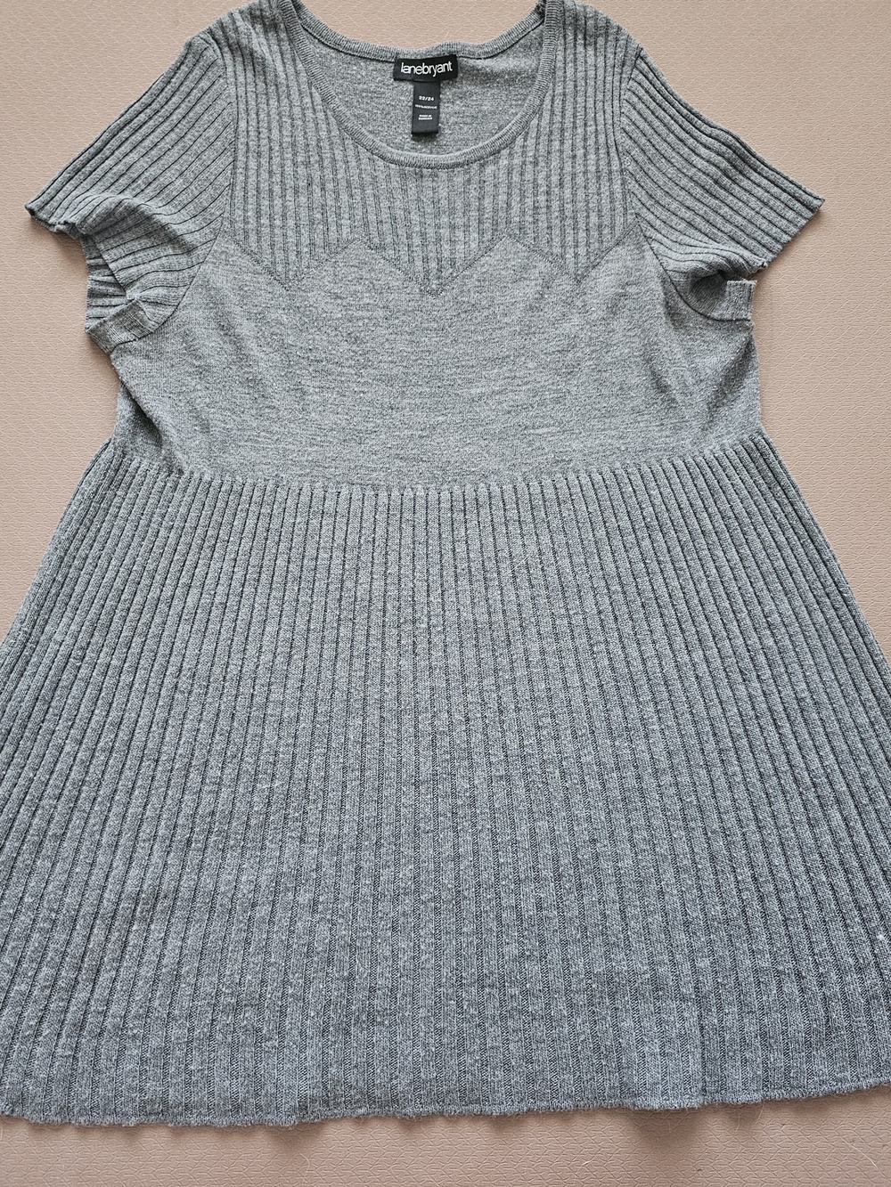 Lane Bryant Heather Gray Ribbed A-Line Knit Dress